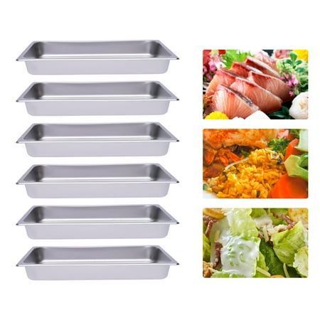 6 PCS Rectangular 201 Stainless Steel Platter Serving Tray for Party