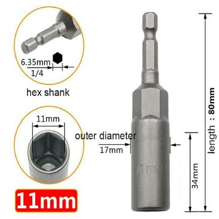 Sufanic 80mm Length 1/4 Hex DriveSocket Impact Nut Bolt Drill Bits