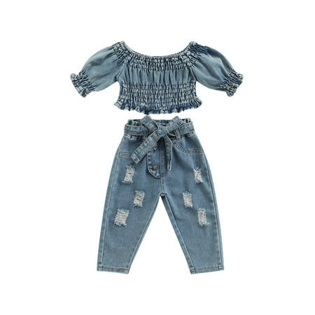 Meihuid Little Girls Jeans Outfits Crop Tops High Waist Ripped Denim Shorts with Pockets
Meihuid Little Girls Jeans Outfits Crop Tops High Waist Ripped Denim Shorts with Pockets