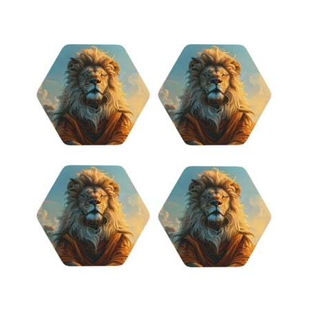 Drink Coasters Set of 4 Prairie Meditating Lion Leather Coasters for Coffee Table Protector Heat Resistant Cute Coasters for Home Decor Housewarming Gifts Bar Kitchen 4 Inch Hexagon
Drink Coasters Set of 4 Prairie Meditating Lion Leather Coasters for Coffee Table Protector Heat Resistant Cute Coasters for Home Decor Housewarming Gifts Bar Kitchen 4 Inch Hexagon