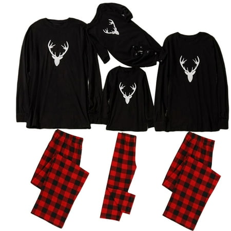 Fanvereka Christmas Deer Top and Patterned Pants Family Matching Pajamas Sets