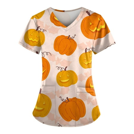 Sksloeg Sksloeg Scrub Tops Women design Leopard Pumpkin Print Scrub Tops With Pockets Short Sleeve V-Neck Shirts Nursing Working Uniform Complexion 5XL
Sksloeg Sksloeg Scrub Tops Women design Leopard Pumpkin Print Scrub Tops With Pockets Short Sleeve V-Neck Shirts Nursing Working Uniform Complexion 5XL
