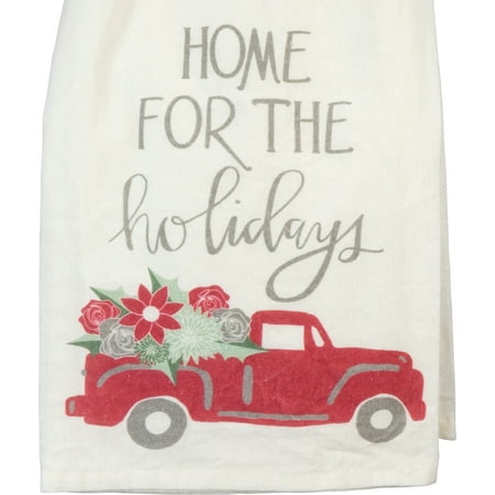 Home for the Holidays Red Pickup Truck Kitchen Dish Towel