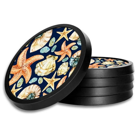 Silicone Non-Slip Drink Coasters with Removable Printed Absorbent Felt Pad - Set of 4 - Shells
Silicone Non-Slip Drink Coasters with Removable Printed Absorbent Felt Pad - Set of 4 - Shells