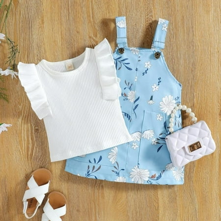 Children Clothes Girl Summer 2PCS Solid Pit Stripes Top Straps Skirt Toddler Newborn Girls Clothing Sets Casual Suit
Children Clothes Girl Summer 2PCS Solid Pit Stripes Top Straps Skirt Toddler Newborn Girls Clothing Sets Casual Suit