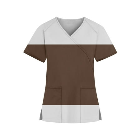 Knosfe Womens Scrubs Mock Wrap Color Block V Neck Scrub Tops for Women Medical Short Sleeve Workwear Nursing Uniform Scrubs with Two Pockets Coffee XL
Knosfe Womens Scrubs Mock Wrap Color Block V Neck Scrub Tops for Women Medical Short Sleeve Workwear Nursing Uniform Scrubs with Two Pockets Coffee XL