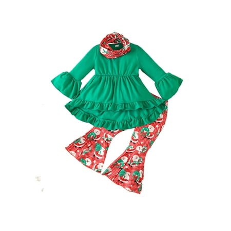 3Pcs Toddler Baby Girl Outfit Ruffle Long Sleeve Dress Tops and Flare Bell-Bottom Pants Fall Pants Sets Christmas Outfit
3Pcs Toddler Baby Girl Outfit Ruffle Long Sleeve Dress Tops and Flare Bell-Bottom Pants Fall Pants Sets Christmas Outfit