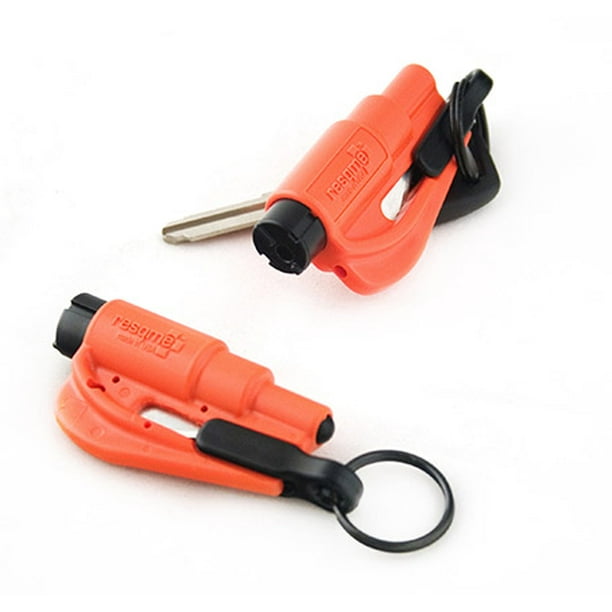 Resqme Pack of 2, The Original Emergency Keychain Car Escape Tool, 2-in-1 Seatbelt Cutter and Window Breaker, Compact and Reliable, Orange