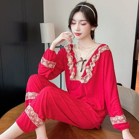 DanceeMangoo Womens Pajama Set Autumn Winter Lace Sleepwear Shirt Women Pijamas Set Long Sleeve Sweet Leisure Lady Trousers Outwear Clothes
DanceeMangoo Womens Pajama Set Autumn Winter Lace Sleepwear Shirt Women Pijamas Set Long Sleeve Sweet Leisure Lady Trousers Outwear Clothes