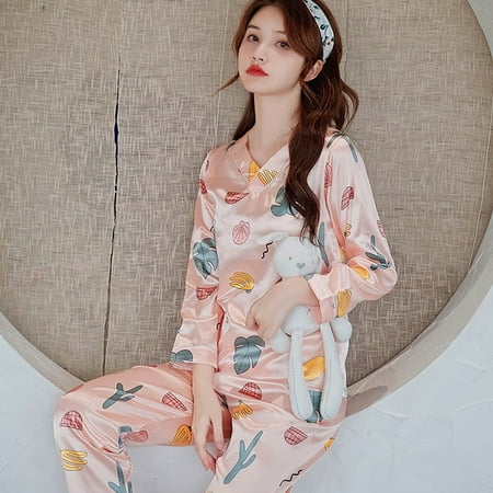 PIKADINGNIS New Spring Womens Pajamas Sets Flower Print Fashion Luxury Female Faux Silk Two Pieces Shirts Long Pants Sleepwear Set
PIKADINGNIS New Spring Womens Pajamas Sets Flower Print Fashion Luxury Female Faux Silk Two Pieces Shirts Long Pants Sleepwear Set