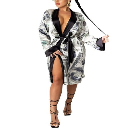 ASashitenel Women Satin Robe Long Sleeve Dollar Print Bathrobe Kimono Sleepwear Silky Pajamas Loungewear Wedding Party Robe
ASashitenel Women Satin Robe Long Sleeve Dollar Print Bathrobe Kimono Sleepwear Silky Pajamas Loungewear Wedding Party Robe