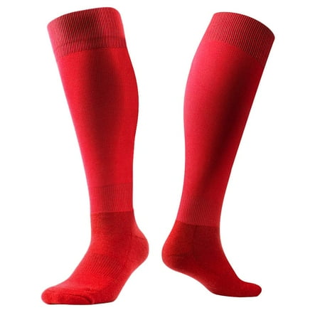 IXI Over Knee Cotton Socks Sport Stockings Athlete Thicken Bottom Long Socks (Red)