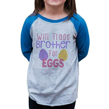 7 ate 9 Apparel Kids Funny Sister Easter Blue Raglan