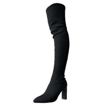 Black Boots for Women High Heel Boots Autumn And Winter Fashion Comfortable Pointed Toe Thick Heel Stretch Knit Solid Color Keen-High Boots for Women mesh Black
Black Boots for Women High Heel Boots Autumn And Winter Fashion Comfortable Pointed Toe Thick Heel Stretch Knit Solid Color Keen-High Boots for Women mesh Black
