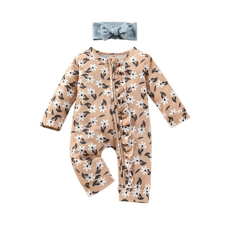Bagilaanoe Newborn Baby Girls Jumpsuit 3 6 12 18 24 Months Flower Print Long Sleeve Ruffled Zipper Playsuit + Headband
Bagilaanoe Newborn Baby Girls Jumpsuit 3 6 12 18 24 Months Flower Print Long Sleeve Ruffled Zipper Playsuit + Headband