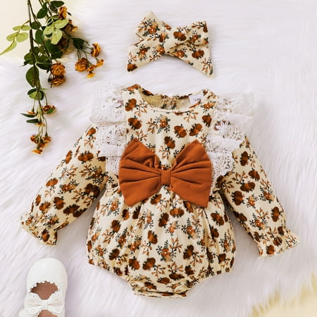 NIUREDLTD Girls Long Sleeve Floral Prints Bowknot Romper Ruffles Bodysuits Headbands Set
NIUREDLTD Girls Long Sleeve Floral Prints Bowknot Romper Ruffles Bodysuits Headbands Set