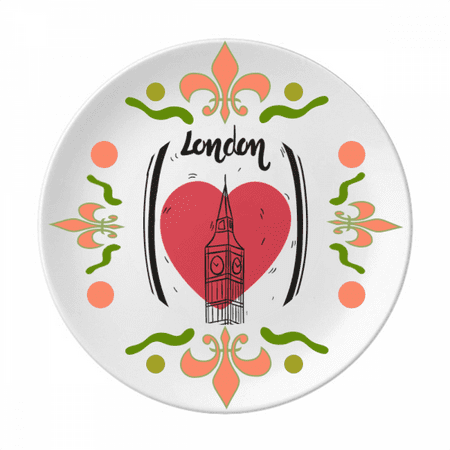 City London Britain Big Ben Love Flower Ceramics Plate Tableware Dinner Dish