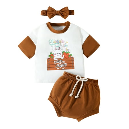 Voguele Newborn Tops Shorts Headband Short Sleeve 3Pcs Outfit Suit Rabbit Print Summer Outfits Party Loose Brown 70cm
Voguele Newborn Tops Shorts Headband Short Sleeve 3Pcs Outfit Suit Rabbit Print Summer Outfits Party Loose Brown 70cm