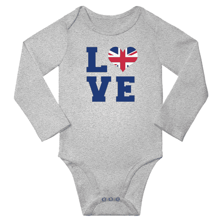 Love United Kingdom Heart Flag Baby Long Slevve Bodysuits (Gray 12-18 Months)
Love United Kingdom Heart Flag Baby Long Slevve Bodysuits (Gray 12-18 Months)