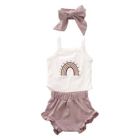 Douhoow 0-24M Baby Girls Summer Cotton Clothes Infant Sleeveless Rainbow Romper Ruffles Shorts 
Douhoow 0-24M Baby Girls Summer Cotton Clothes Infant Sleeveless Rainbow Romper Ruffles Shorts