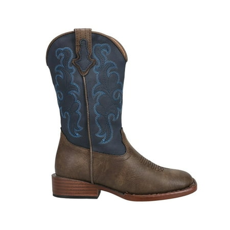 Roper Kids Boys Blaze Blue Shaft Square Toe Boots Mid Calf