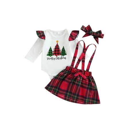 Meihuida Baby Girls Christmas Skirt Set Long Sleeve Tree Letters Print Romper Plaid/Tree Print Suspender Skirt Headband
Meihuida Baby Girls Christmas Skirt Set Long Sleeve Tree Letters Print Romper Plaid/Tree Print Suspender Skirt Headband