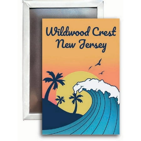 Wildwood Crest New Jersey Souvenir 2x3 Fridge Magnet Wave Design