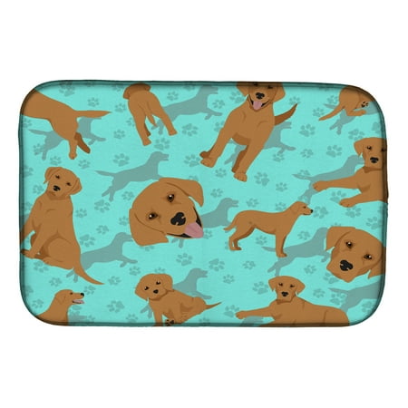Red Fox Labrador Retriever Dish Drying Mat 14 in x 21 in