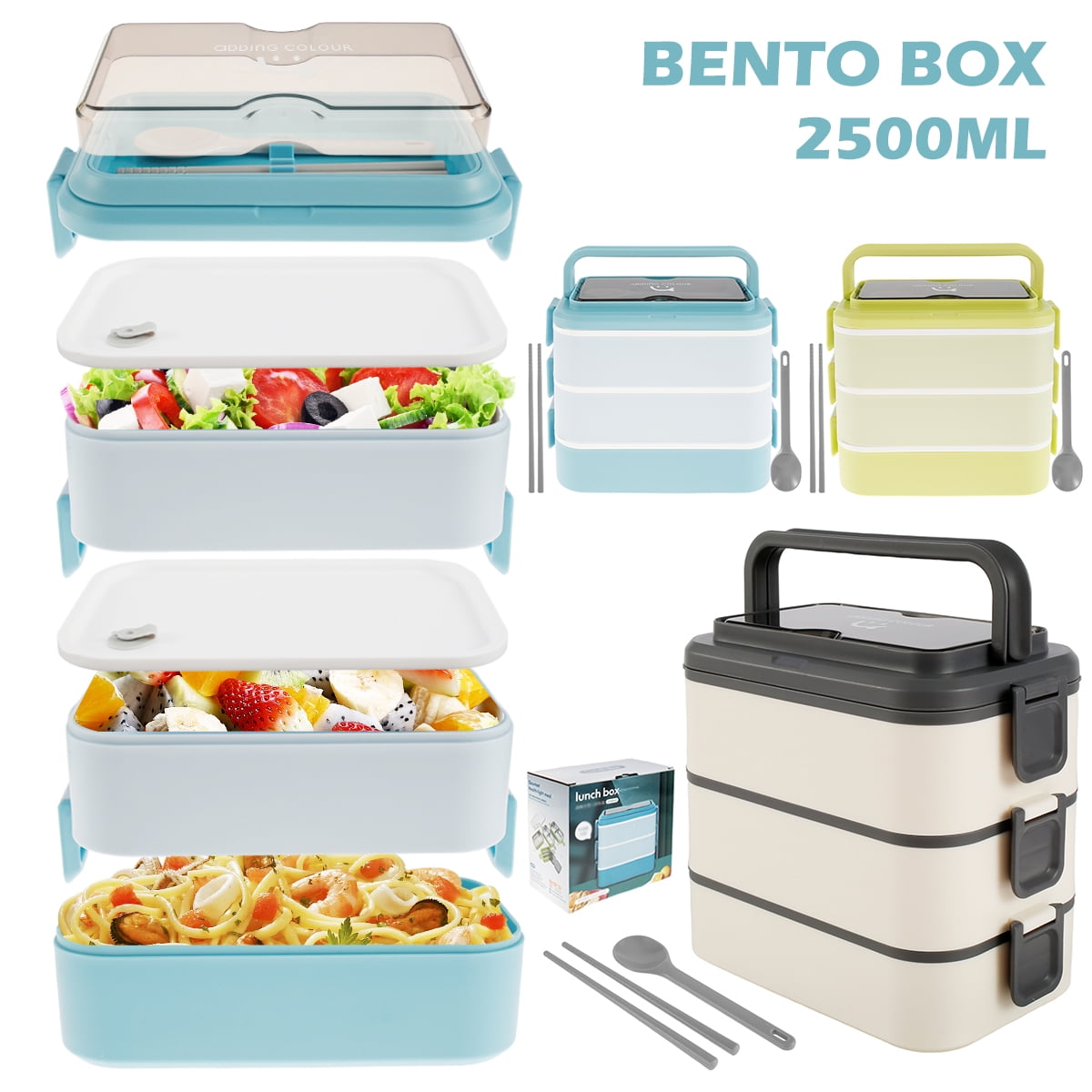 Lieonvis Bento Box Adult Lunch Box With Spoon Chopsticks Leak Proof