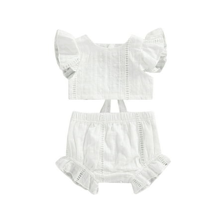 Canrulo Newborn Infant Baby Girls Clothes Ruffle Bow Crop Tops Shorts Pants Summer Outfits White 12-18 Months
Canrulo Newborn Infant Baby Girls Clothes Ruffle Bow Crop Tops Shorts Pants Summer Outfits White 12-18 Months