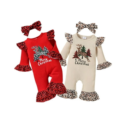 Newborn Baby Girl Christmas Jumpsuit My 1st Christmas Romper Leopard Outfit with Headband One-Piece Romper Winter 0-18 Months
Newborn Baby Girl Christmas Jumpsuit My 1st Christmas Romper Leopard Outfit with Headband One-Piece Romper Winter 0-18 Months
