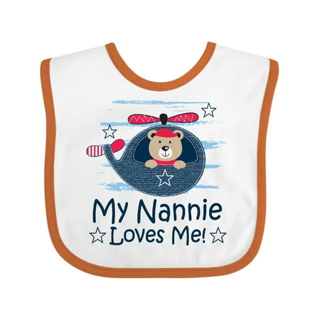 Inktastic My Nannie Loves Me Grandson Gift Baby Boy Bib
