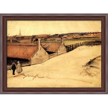 View of Scheveningen 38x28 Large Walnut Ornate Wood Framed Canvas Art by Vincent van Gogh