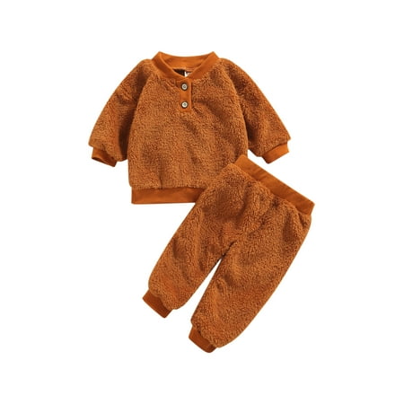 Canrulo Toddler Baby Girls Boys 2 Piece Winter Warm Fleece Outfits Long Sleeve Shirt Tops Long Pants Clothes Brown 0-6 Months
Canrulo Toddler Baby Girls Boys 2 Piece Winter Warm Fleece Outfits Long Sleeve Shirt Tops Long Pants Clothes Brown 0-6 Months