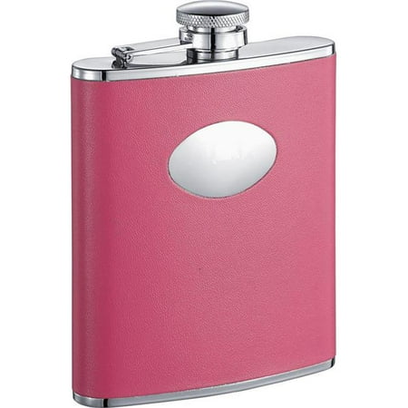 Visol VF1257 Visol Britney Hot Pink Leather Stainless Steel Hip Flask - 6oz