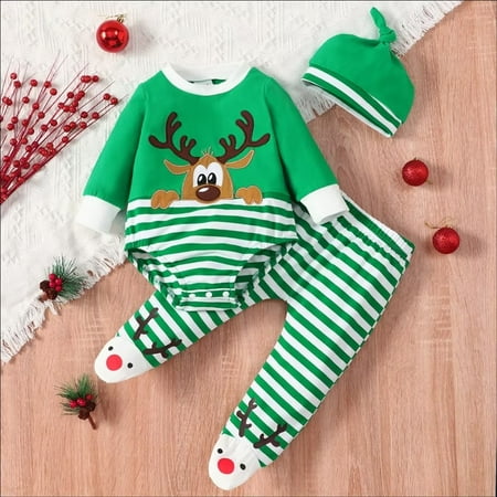 YEEDISON Baby Christmas Clothes Baby Clothes Set 3 Pcs Sets Cartoon Deer Striped Romper Tops+trousers+hat Cotton Baby Clothing for 0-18M
YEEDISON Baby Christmas Clothes Baby Clothes Set 3 Pcs Sets Cartoon Deer Striped Romper Tops+trousers+hat Cotton Baby Clothing for 0-18M
