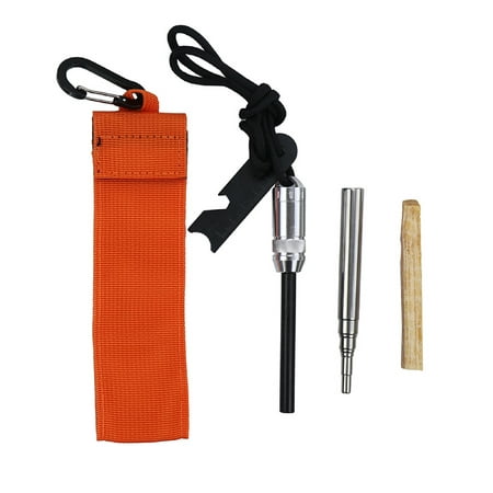 

Wanwan Creative Fire Starter Storage Handle Magnesium Flint Blow Fire Tube Orange Bag Scraper Kit for Outdoor Survival