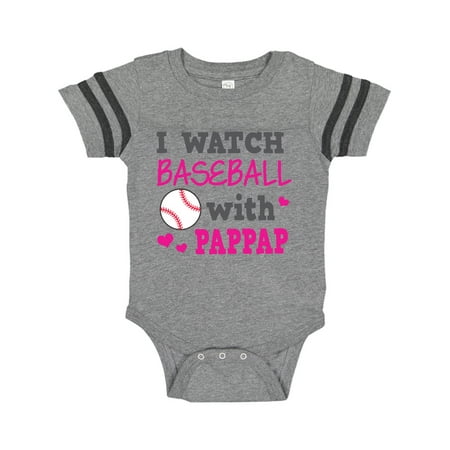 Inktastic I Watch Baseball with My Pappap Gift Baby Girl Bodysuit