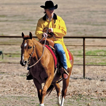 MEDIUM M&F WESTERN ADULT YELLOW WEATHERPROOF PVC SADDLE SLICKER DETACHABLE HOOD