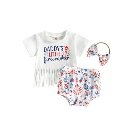 IZhansean 4th of July Infant Baby Girl Outfits Tassel Top T-shirt and Shorts Headband Independence Day Clothes White 12-18 Months
IZhansean 4th of July Infant Baby Girl Outfits Tassel Top T-shirt and Shorts Headband Independence Day Clothes White 12-18 Months
