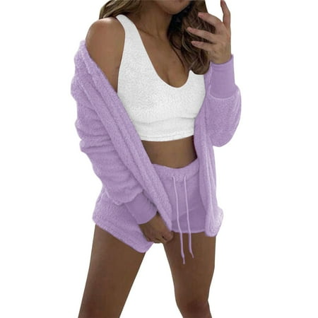 MINZON Women s Wear Winter Plush Home Wear Casual 3 Piece Pajamas Long Sleeved Shorts Sports Suit
MINZON Women s Wear Winter Plush Home Wear Casual 3 Piece Pajamas Long Sleeved Shorts Sports Suit