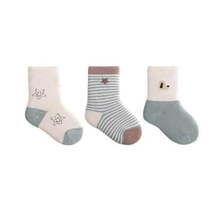 CLZOUD Womens Thick Ankle Socks Cotton Children Autumn and Winter New Pattern Fashion Cute Cartoon Striped Puppy Comfortable Thickened Thermal Socks