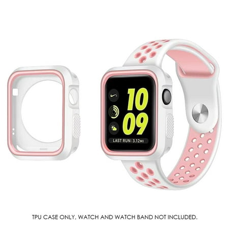 [해외] MUNDAZE White Pink Premium Duo Color Flexible TPU Case For Apple iWatch Series 2 / 3 38mm