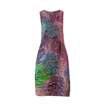 Women Plus Size V-Neck Floral Print Sleeveless Vest Linen Dress
Women Plus Size V-Neck Floral Print Sleeveless Vest Linen Dress