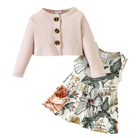 Xiulive Baby Girls Dress And Cardigan Sets Toddler Girl Allover Print Sleeveless Dress And Long Sleeve Cardigan Set Casual Soft Matching sets
Xiulive Baby Girls Dress And Cardigan Sets Toddler Girl Allover Print Sleeveless Dress And Long Sleeve Cardigan Set Casual Soft Matching sets