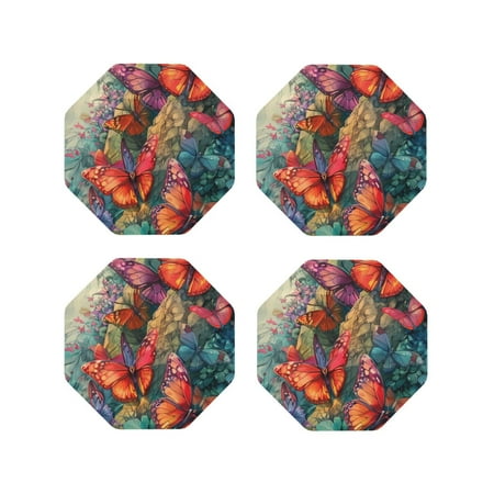 KLL Drink Coasters Set Octagon of 4 PU Leather Absorbent Coasters Set Decorative Coffee Cup Coasters Housewarming Gift for Home Decor-Butterflies On Rocky Cliff
KLL Drink Coasters Set Octagon of 4 PU Leather Absorbent Coasters Set Decorative Coffee Cup Coasters Housewarming Gift for Home Decor-Butterflies On Rocky Cliff
