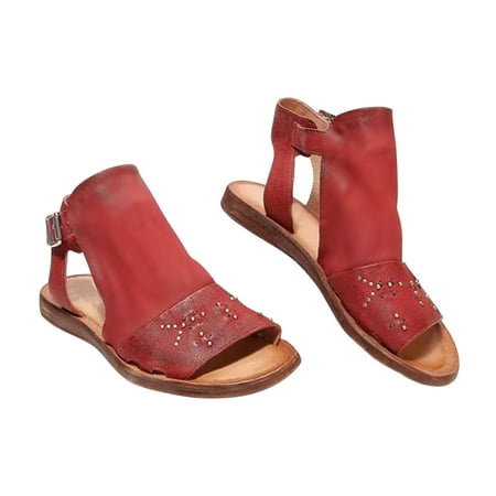 Womens Summer Sandals Vintage Faux Leather Wrap Gladiator Shoes Casual Breathable Cut Out Peep Toe Ankle Strap Slingback Walking Flats
Womens Summer Sandals Vintage Faux Leather Wrap Gladiator Shoes Casual Breathable Cut Out Peep Toe Ankle Strap Slingback Walking Flats