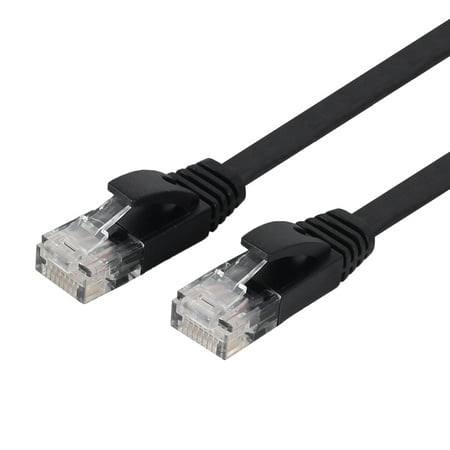 Fosmon 3FT Cat5e Network Ethernet Patch Flat Cable for Computer Printer Router Switch Boxes PS3 PS4 Xbox - Black