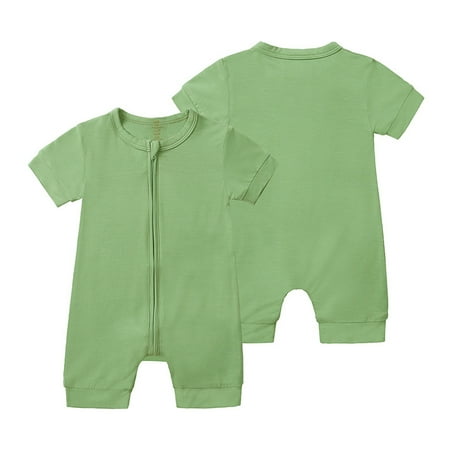 Baby Boy Girl Bamboo Fiber Baby Clothes Zipper Jumpsuit Crawl Suit Tor 3-24M