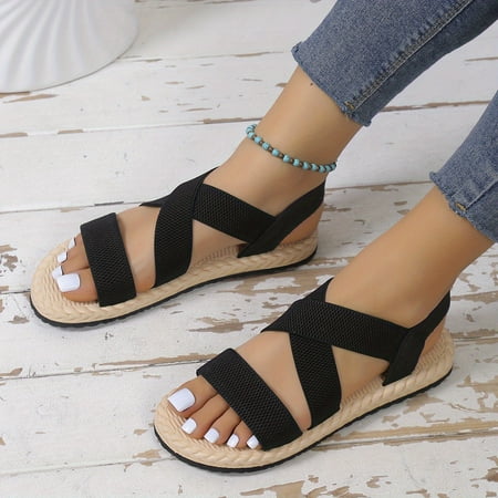 Women s Crisscross Strap Open Toe Slip On Shoes Casual Flat Sandals Elastic Comfy Beach Sandals
Women s Crisscross Strap Open Toe Slip On Shoes Casual Flat Sandals Elastic Comfy Beach Sandals